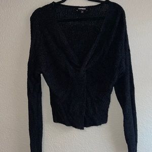 Express Black Low V Neck Sweater Top Shirt Size Large